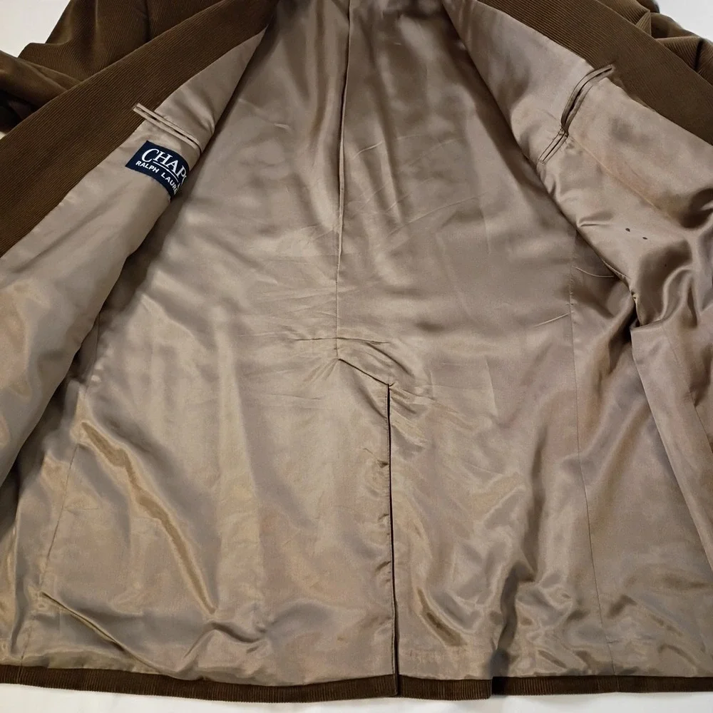 Chaps Ralph Lauren Mens 46L Blazer Brown Corduroy Sport Coat Jacket 2 Button VTG
